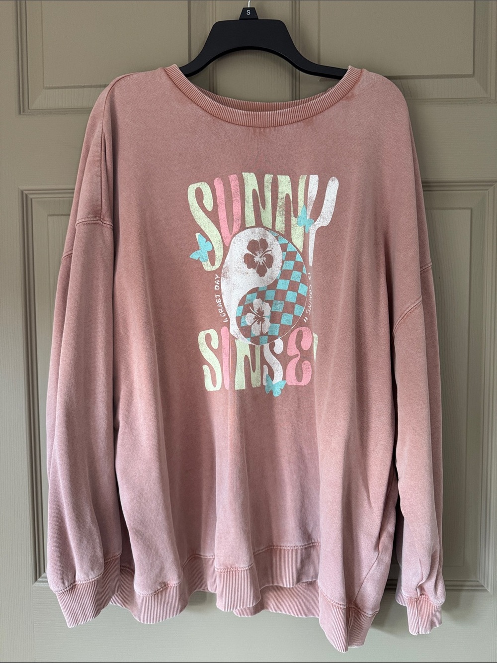 Roxy faded dusty pink Graphic 'Sunny Sunset' Pullover Sweatshirt